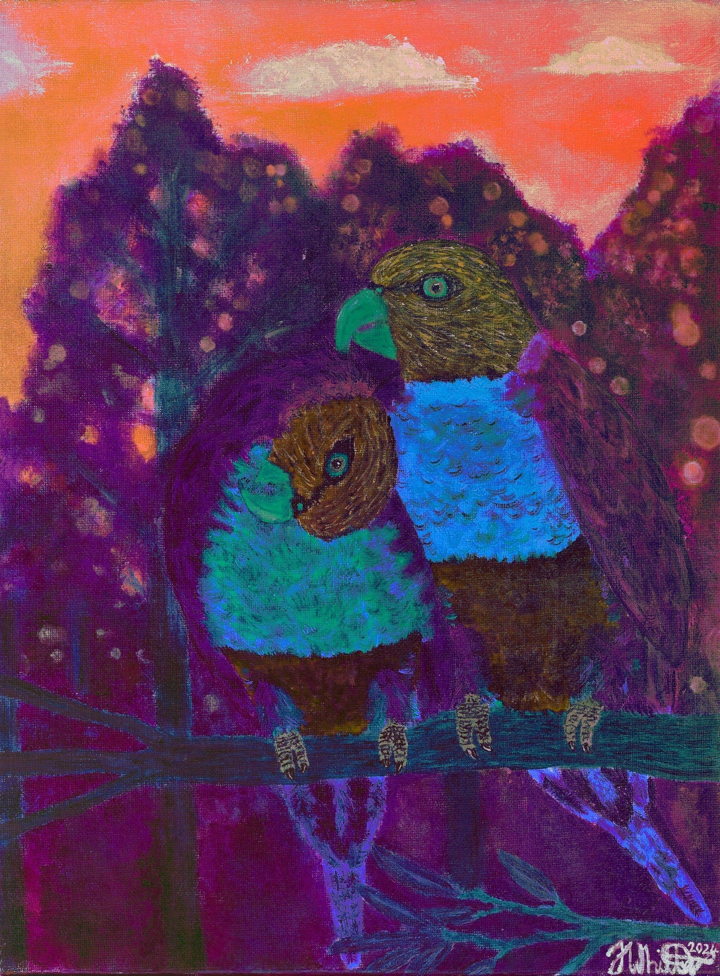Gefiederte Lorikeets Foto Kunstdruck